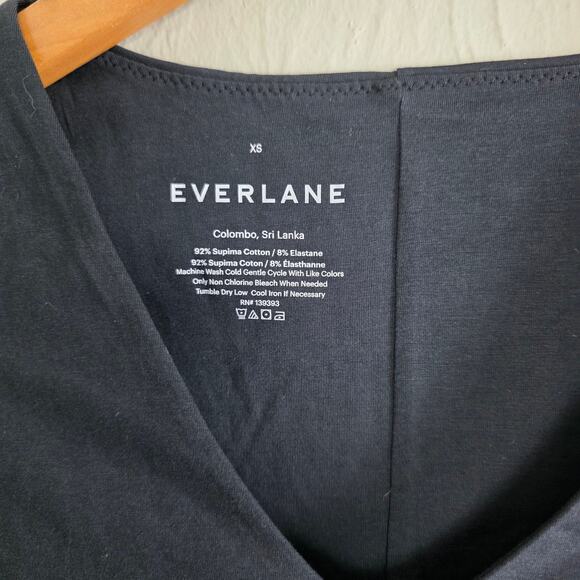 NEW Everlane Black V-Neck Long Sleeve Bodysuit Supima Cotton Small XS 00/0 Black - Picture 9 of 11
